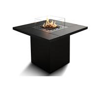 Planika Square Brasero de Table avec Hosse de Protection - Cheminée de Jardin - Chauffage d'Appoint Gaz - Foyer Décoratif - Forme Carré - Plateau de Table Carré - Noir