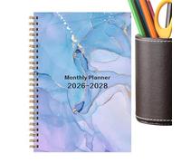 Planner mensuel, 36 mois Coiled Organizer 2026 to 2028, Tabbed Planning Notebook for Work Business Schedule Notes Study Productivity Calendar Agenda Management Office Home Use