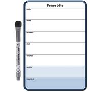 Planning et Liste à faire - To do list - magnétique effaçable pour frigo 15X21 cm A5 + 1 marqueur effaçable magnétique, liste à faire familial - pense bête (Planning 7 jours)
