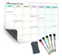 Planning Frigo Magnétique - Semainier et Calendrier Mensuel Magnétique Frigo Effaçable - Organisation Familiale,Menus,Rendez-vous