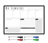 Planning Frigo Magnétique | Tableau Blanc Effaçable & Semainier | Liste de Courses et Calendrier pour Organisation Familiale (42 x 30cm [A3], multicolore)