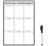 Planning Frigo Magnétique | Tableau Blanc Effaçable & Semainier | Liste de Courses et Calendrier pour Organisation Familiale (30 x 21cm [A4], noir & multicolore)