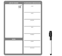 Planning Frigo Magnétique | Tableau Blanc Effaçable & Semainier | Liste de Courses et Calendrier pour Organisation Familiale (30 x 21cm [A4], noir & multicolore)
