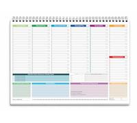Planning hebdomadaire de table 2026 - Agenda 2026 hebdomadaire A3 sans date avec 50 feuilles planificateur hebdomadaire de table spirale pour bureau et maison, organiseur de bureau.
