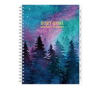 Planning mensuel 2027-2031, calendrier 5 ans 2027-2031, janvier 2027 à décembre 2031, 15,7 x 21,3 cm, couverture flexible, spirale, poche, 60 onglets mensuels enduits, notes et suivi des habitudes