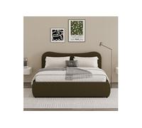 PLANO - Lit coffre 140x190cm design arrondi velours côtelé vert
