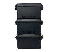 Plano Lot de 3 petits coffres de sport, noir, boîte de rangement verrouillable, petits bacs de rangement pour espaces intérieurs et extérieurs, facile à transporter, sécurisé et à transporter, adapté