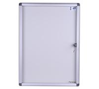 Planorga Vitrine d'affichage extérieur Eco Horizontale avec serrure à clé 2 feuilles A4 - Porte battante - Fond magnétique