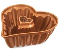 Plantainform - Moule à gâteau en forme de cœur - Revêtement antiadhésif - Avec cheminée - 28,5 cm - Marron