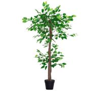 Outsunny Arbre artificiel Ficus 1,2 m - tronc, branches, lianes, feuilles réalistes - pot inclus