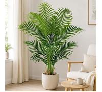 Plante Artificielle Areca Palmier Artificiel 120cm Fausse Plante Interieur et Exterieur en Pot Plastique Arbre Artificiel(1 Pack)