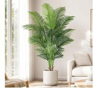 Plante Artificielle Areca Palmier Artificiel 180cm Fausse Plante Interieur et Exterieur en Pot Plastique Arbre Artificiel(1 Pack)