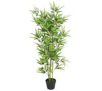 Plante artificielle bambou - VIDAXL - 120 cm - Vert - 552 feuilles - Pot plastique 11,5-16x13 cm - Tige bambou véritable