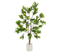 Plante artificielle citronnier 130 cm arbre décoratif en plastique pot inclus