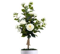 Plante artificielle de camélia, réaliste, avec piquets de fixation pour le sol