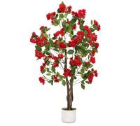 Plante Artificielle Déco - Arbre d’Osmanthus Artificiel en Pot Vert Arbre/ Fleur Artificielle pour Décoration Extérieur - H 120 cm