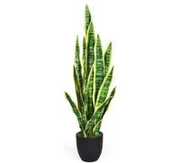 plante artificielle déco giantex,90 CM vert, interieur sansevieria trifasciata avec pot et 20 feuilles arbre/ fleur extérieur Vert G