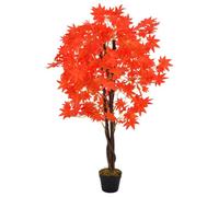 Plante Artificielle D'érable avec Pot - vidaXL - plastique et polyester - rouge - 120 cm@hof31h