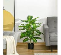 Plante artificielle Dieffenbachia verte 95 cm en pot en ciment noir, intérieur extérieur, sans entretien VEVXYN