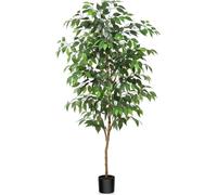 Plante artificielle Ficus Benjamina 150cm avec tronc en bois naturel en pot