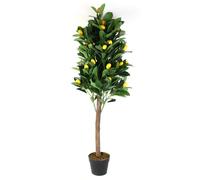 HOME DECO FACTORY - HD4153, Plante Artificielle Citronnier 125 cm - Décoration Végétale Moderne pour Intérieur - Objet Décoratif Pratique en Plastique et Bois - Couleur Verte