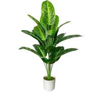 Plante Artificielle Intérieur Faux Plantes en Pot avec 18 Tropical Palmier Arbre Feuilles pour 80cm Rayée Banane PLANTE D'AQUARIUM