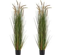 Plante artificielle, lot de 2 roseaux de 1499 mm en pot, arbustes artificiels en PVC de qualité supérieure pour la décoration intérieure et extérieure, maison, jardin, bureau, décoration, pendaison de