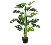 Plante artificielle - Outsunny - monstera arbre artificiel 21 feuilles pot ciment - plastique - Ø 16x100cm