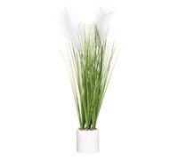 Plante artificielle ""Plumeau"" pot ciment H70cm - Atmosphera createur d'interieur - Blanc