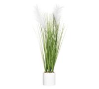 Plante artificielle ""Plumeau"" pot ciment H70cm - Atmosphera createur d'interieur - Blanc