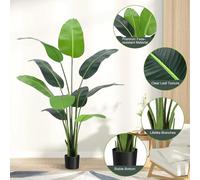 Plante artificielle Strelitzia (oiseau de paradis) - Arbre en pot - Pot noir, taille 3XL, pour la maison et le bureau - Vert