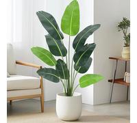 Plante artificielle Strelitzia - Palmier artificiel en pot - Modèle sur pied - Pot noir - Pour l'extérieur - 4XL - Vert