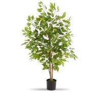 Plante artificielle - TECTAKE - Ficus artificiel FIDA à l'aspect naturel, volumineux et entretien facile, hauteur 120 cm - Vert