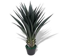 Plante de yucca artificielle avec pot en plastique de 85 cm, vert, 33 feuilles, facile d'entretien et durable, idéale pour le salon, le bureau, le balcon et la décoration intérieure