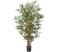 Plante en bambou artificiel avec tronc en bois et socle en ciment, hauteur 122 cm, brise-vue