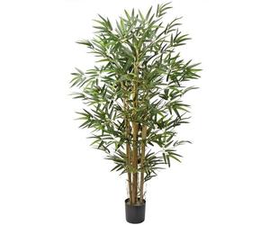 Plante en bambou artificiel avec tronc en bois et socle en ciment, hauteur 122 cm, brise-vue
