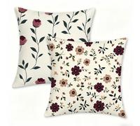 Plante Housse de Coussin 45x45 Lot de 2 Taie Oreiller en Velours Doux Carré Housse de Coussin Décoratif avec Fermeture éclair Invisible, Crème Coussins Canapé pour Canapé, Salon, Extérieur 0n-674