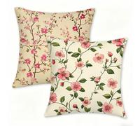 Plante Housse de Coussin 50x50 Lot de 2 Taie Oreiller en Velours Doux Carré Housse de Coussin Décoratif avec Fermeture éclair Invisible, Crème Coussins Canapé pour Canapé, Salon, Extérieur 0n-684