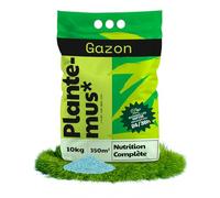 PLANTEMUS Engrais pour Gazon Premium à Effet Prolongé pour 350 m² | Engrais NPK (12-11-18) granulé en Perles Ultrasolubles | Nutrition Complète pour un Gazon Fort, Vert et Dense 10 kg