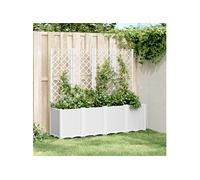 vidaXL Plantenbak met latwerk 160x40x140 cm polypropeen wit367874 Blanc G