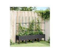 vidaXL Jardinière avec treillis Noir 160x40x142.5 cm