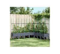 vidaXL Jardinière avec Treillis - Bleu Gris 200x160x142,5 cm