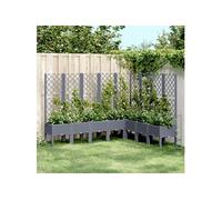 vidaXL Jardinière avec Treillis, Bac à Fleurs, Pot à Plantes, Boîte à Fleurs Jardin Terrasse Patio Extérieur, Bleu Gris 200x160x142 cm PP