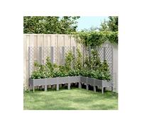 Plantenbak met latwerk 200x160x142 cm polypropeen lichtgrijs367942