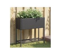 vidaXL Bac à plantes avec étagère noir Poly rotin