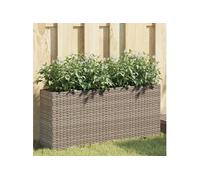 vidaXL Bac à plantes avec 2 pots 2 pcs. Gris 90x20x40 cm Poly rotin