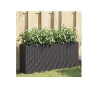 vidaXL Bac à plantes avec 2 pots 2 pots noir 90x20x40 cm Poly rotin