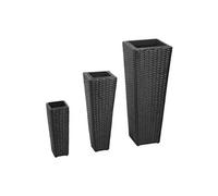 Plantenbakken verhoogd 3 st poly rattan zwart40534