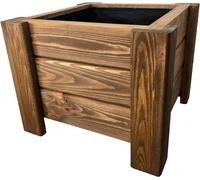 Planter en bois rectangulaire - Bol de fleur extérieur - Balcon de jardin - Brenenhout imprégné - 40x32x40 cm - Teck