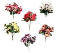 Plantes à Fleurs Artificielles 6 pcs Bouquets de Soie Artificielle en Plastique pour Fenêtres Porche Jardin Maison Suspendues